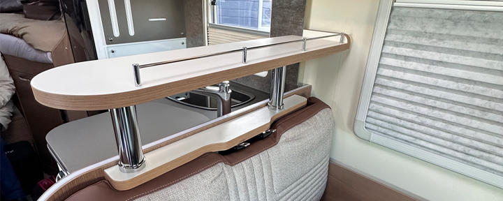 Cream shelf with Verona Cherry edging matched to a Bürstner Lyseo interior